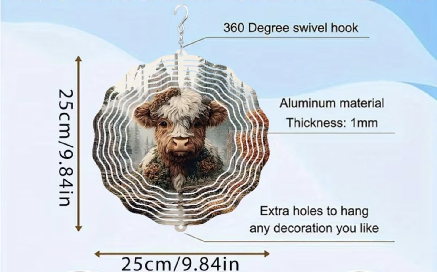 Sun catchers - Highland Cow Wind Spinner